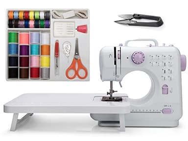 Elmish Sewing Machine (UK Plug, 12 Stitches, 2 Speeds, LED Sewing Light) - Small Electric Overlock Sewing Machines with 2 Speed 12 Built-in Stitch Patterns EM-007-A11