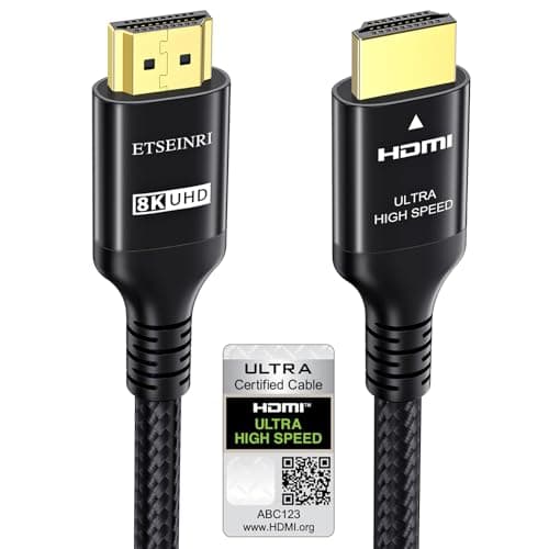 Etseinri 10K 8K HDMI 2.1 Cable 2M, Certified 48Gbps Ultra High Speed HDMI® Cable 4K 240Hz 165Hz 144Hz 120Hz 8K 60Hz 4:4:4 DTS:X eARC HDCP2.3 HDR10+ TV Monitor Projector Gaming PC PS5 X-box