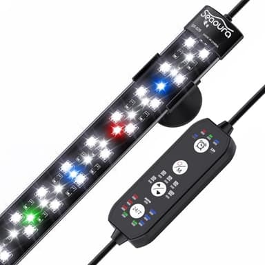 SEAOURA Submersible Aquarium Lights for Fish Tank, 24/7 Cycle Fish Tank Light with Timer, Full Spectrum+7 Single Colors, Auto On/Off, Adjustable Brightness, 16W (68cm)