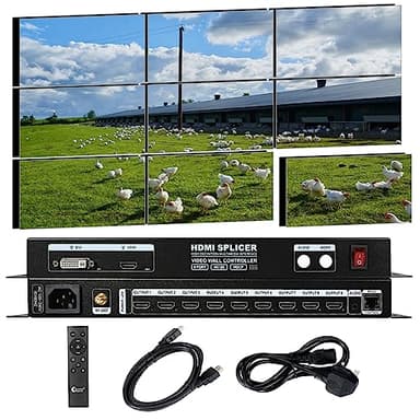 NINGKANGSHENG 4K 3x3 Video Wall Controller 3840x2160@30Hz HDCP1.4 Compliant | 1 HDMI/DVI Input 9 OutputTV Video Processor Splicer LED Screens Processor 1x2 1x3 1x4 2x1 2x2 2x4 3x1 3x2 4x1 4x2