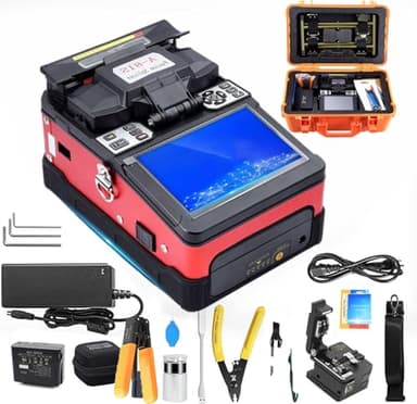 Automatic Fiber Optic Fusion Splicer Kit W/ 7800mah Battery + 4 Motors, Fully Automatic Fiber Core Alignment/Fusion Splicing, for Jumper/Skin Line