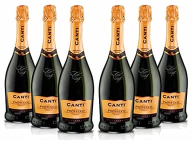 Canti - Prosecco D.O.C. Millesimato, Extra Dry Wine 11%, Italian Glera Grape Variety from Veneto, Fruity and Floral Taste, 6x750 ml