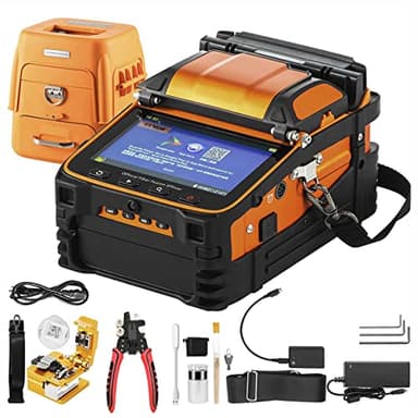 HLGKBY Fusion Splicer, Automatic Focus FTTH Fiber Optic Fusion Splicer, Automatic Fiber Optical Fusion Splicer, AI-9 Fusion Splicing Six Motor Core, 5 inch Display, Optical Fiber & Cable Projects