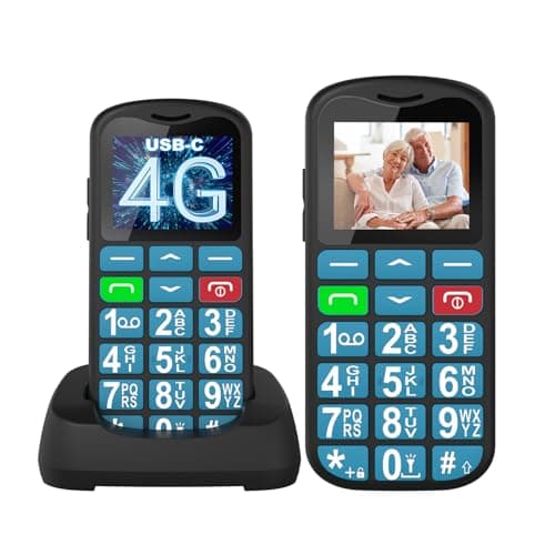 Senior Mobile Phone 4G Tosaju Big Button Mobile Phone for Elderly Simple Basic Mobile Phone Unlocked Sim Free Easy to Use Mobile Phone Feature Mobile Phone LCD Display SOS Button 1000 mAh Battery