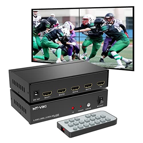MT-VIKI 4K Video Wall Controller 2x2, Support 4K 30Hz HDMI Input and Output Source for 4 HDMI TV Splicing Display & 8 Display Modes -1x2, 1x3, 1x4, 2x2, 4x1, 3x1, 2x1