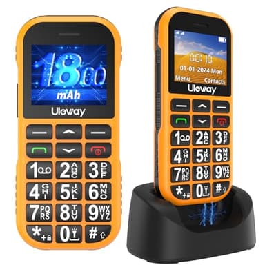 Big button Mobile Phone for Elderly, GSM Unlocked Senior Mobile Phones with 1800mAh Battery, Dual SIM Easy to Use Basic Mobile Phone With SOS Emergency Button,USB-C Cable, Charging Station (Orange)