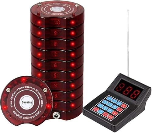 Retekess TD165 Restaurant Pager System, Wireless Calling System, Independent Keyboard, 400M, 3 Call Modes, 999 Channels, 19 Hours Standby Time, Pagers and Beepers for Hotel, Logistics, Bar
