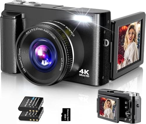 Digital Camera,4K 48MP Autofocus Compact Digital Camera with 32G Card 16X Digital Zoom,Vlogging Camera for Youtube with Anti-shake, Flash,3.0 inch 180° Flip Screen for Teens, Beginners,Adults