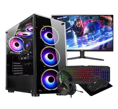 Budget Gaming PC 22" Bundle Intel Core i5, 16GB Ram, 128Gb SSD + 1TB HDD. Windows 10, GT730 Graphics, WiFi, 6 Fan RGB Gaming Case, 22" Monitor, Gaming Keyboard and Mouse