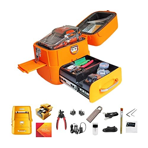QIIRUN Fusion Splicer Fiber Optic AI-9 with Tutorial Videos, 5S Splicing, 15S Heating, FTTH & Cable Splicing (UK Plug)