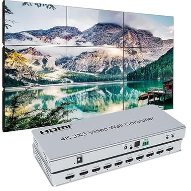 3x3 Video Wall Controller | 4K@30Hz | Edge Masking | 1x2, 1x3, 1x4, 2x1, 2x2, 2x3, 2x4, 3x1, 3x2, 3x3