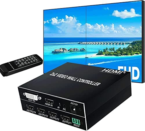 NINGKANGSHENG Video Wall Controller 2x2 1080P@60Hz HD Display 180 Degree Rotate 8 Display Modes HDMI/DVI Support 4K Input 1080P Output with RS232 Control 1X2 2X1 1X3 3X1 1X4 4X1 Screen splicing