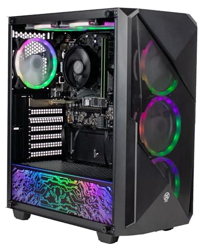 XUM Legend Prebuilt Gaming PC: AMD Ryzen 5 4600G, Radeon Vega Integrated Graphics, 16GB DDR4 RAM, 256GB NVMe SSD, 1TB HDD, 500W PSU 80+ Bronze, aRGB, WiFi, Windows 11 Home, Entry Level, Black Case