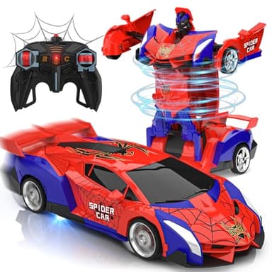 Remote Control Car Toys, Spider Car & Robots 2 in 1 Transform 360 Rotation RC Drift Racing Game Outdoor Toy Kids Stocking Filler, Xmas Gift Birthday Present for 3 4 5 6 7 8 9 Years Old Boys Girls