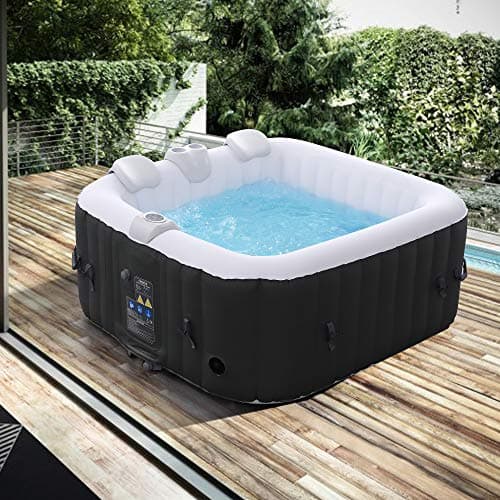 Arebos Inflatable Hot Tub | Indoor & Outdoor Spa Pool 2400 W | 4 persons | 154x154cm | 100 massage jets | with heating | 600 liters | Incl. cover | Bubble Spa & Wellness Massage | Anthracite